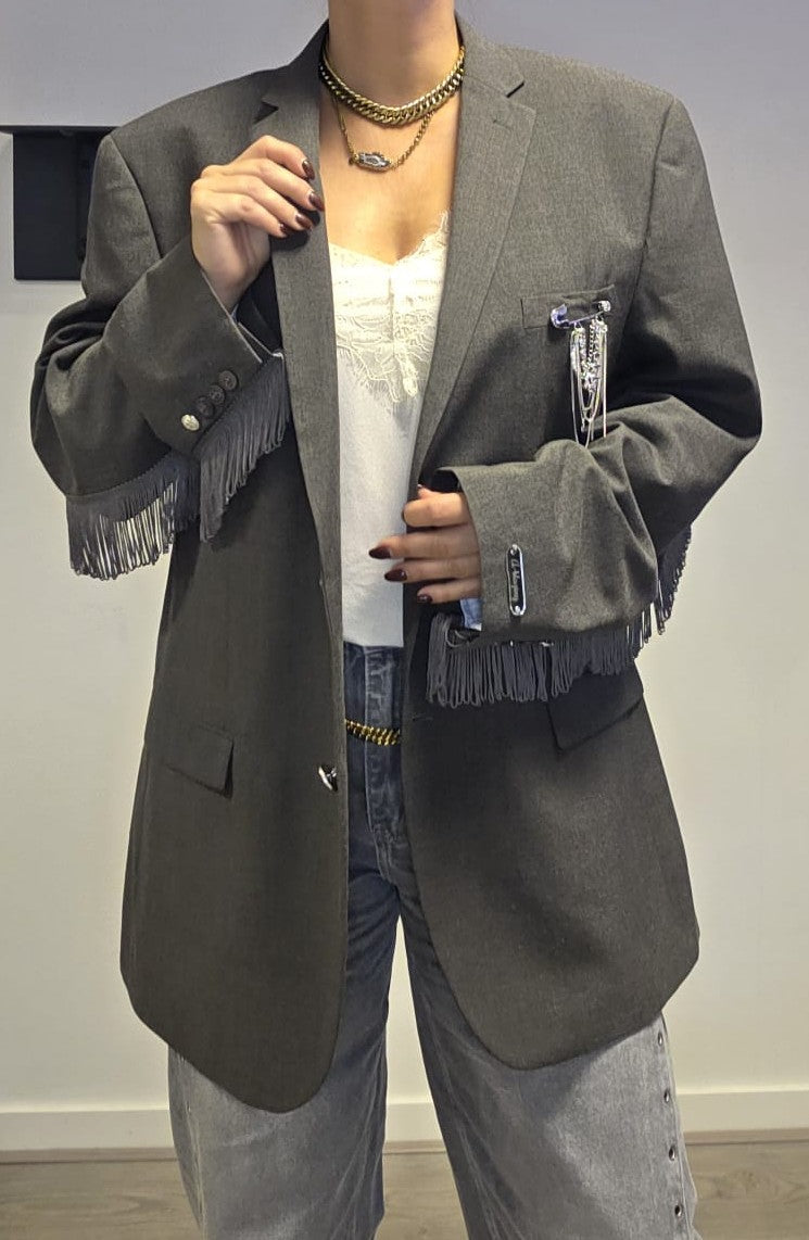 Blazer Grey Fringe