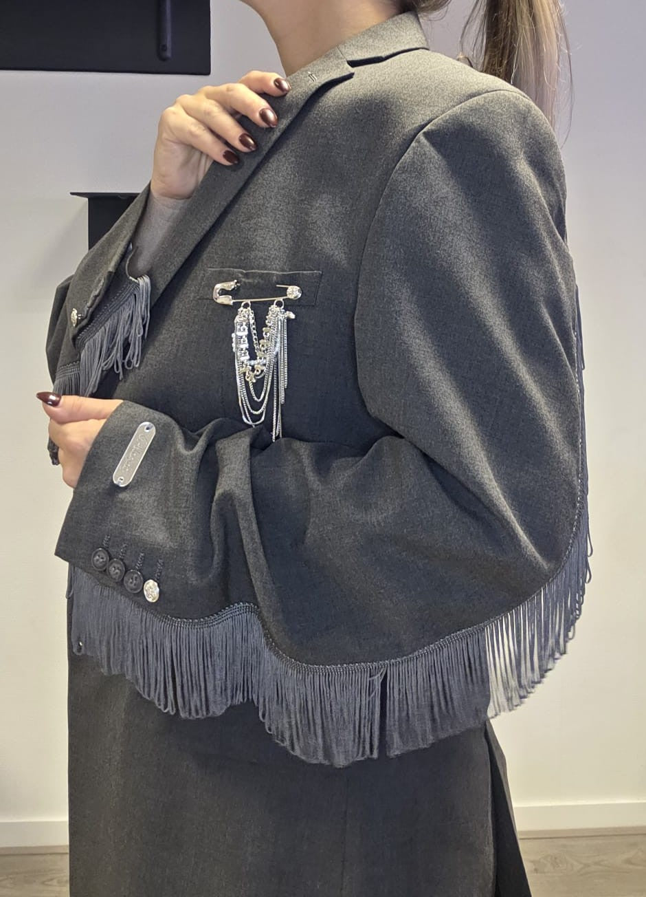 Blazer Grey Fringe